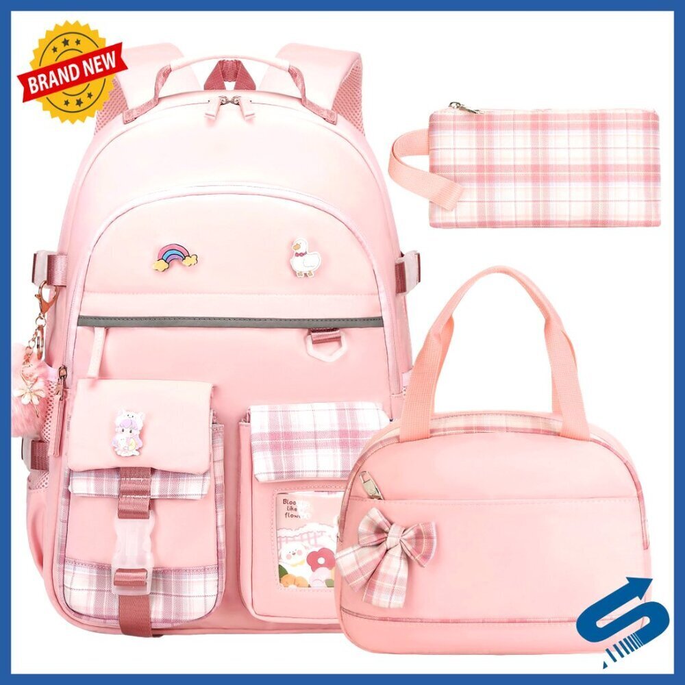 Girls Backpack Set with Lunch Box Pencil Case Large Capacity School Bag